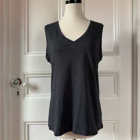 Garnet Hill Women’s Gray Weekender Sleeveless Organic Pima Cotton Tank Top Small - Picture 1 of 13